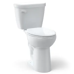 GARVEE Two-Piece Round Toilet with ADA Comfort Chair Height Seat, Powerful 1.28 GPF Single Flush for Bathroom, 12" Rough In High Toilet for Seniors, White