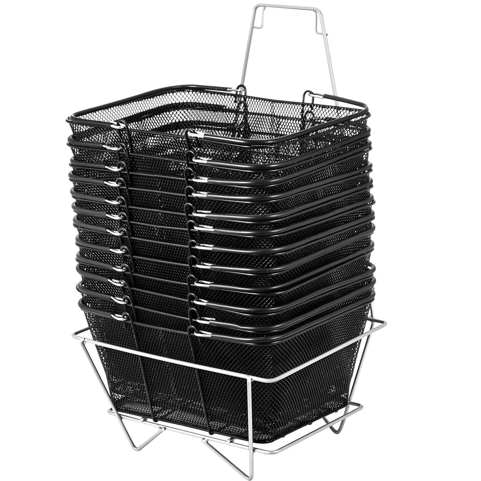【SummerFinds】VEVOR Shopping Baskets with Handles,  , 12PCS, Black Metal Shopping Basket, Portable Wire Shopping Basket, Black Wire Mesh shopping Basket Set for Supermarkets, Retail Stores, Grocery Shopping, Black Organiser Plastic