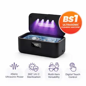 Ultrasonic Jewelry Cleaner with UV Sterilizer – 360° Deep Clean for Rings, Glasses & Watches, Portable Plug-In Washer