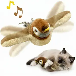 Flapping Wings Sparrow, Cat Toys,No Flying, Chirping Bird Interactive Catnip Toy For Kitten Or Small Dogs, Touch Activated, Rechargeable