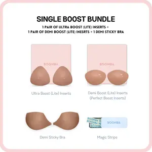 BOOMBA Single Boost Bundle - Patented Adhesive Bra Inserts - Pack of 3