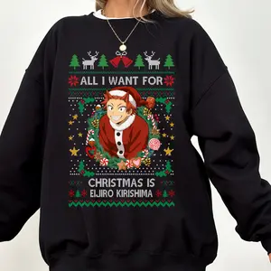 Eijir0 Kirishimaa Christmas SweatShirt, My Heroes Academiaa SweatShirt, MHA Christmas Tee, Gift For Fan, For Men, For Women, Streetwear