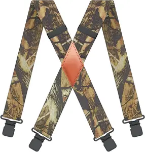 MENDENG Camo Suspenders for Men 2" Heavy Duty Clips - Adjustable X-Back Braces for Hunting and Daily Work
