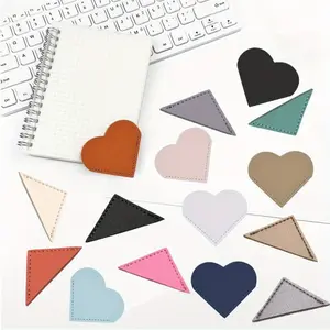 15 Pieces Leather Heart Bookmarks Set, Cute Corner Page Book Marks, for Reading Lovers Teacher Handmade Gifts for School Office Home Supplies