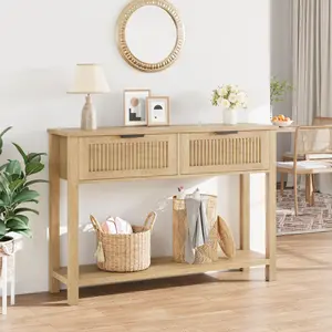Farmhouse Entryway Table,43 Inch Wood Console Table with 2 Drawers,2 Tier Sofa Table with Storage for Living Room, Foyer Tables for Entryway