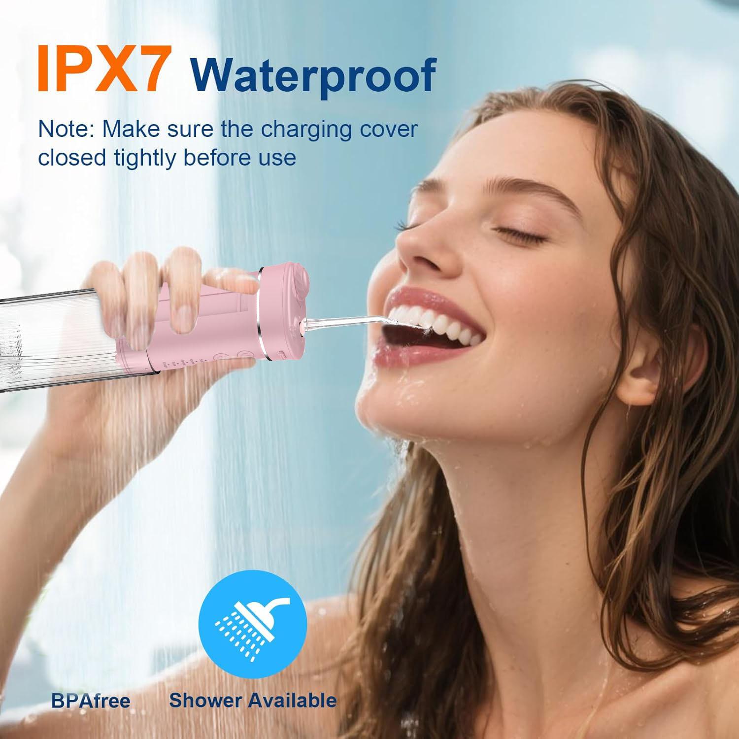 Cordless UV Water Flosser  Rechargeable Oral Irrigator 230 mL 4 Modes 4 Nozzles  Oral Care Kit  Deep Cleaning Suitable for Braces Wearers