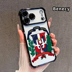 Dominican Republic Emblem Pattern Phone Case for iPhone 17 Pro Max 16 15 Plus Air 14 13 12 11 E Electroplated Four-Corner Anti-Fall Protection Cellphone Cover