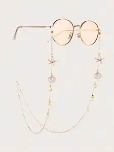 Fashion Starfish & Shell Decor Glasses Holder Chain, Fashionable Anti-slip Glasses Charms Chain for Women & Girls, Fashion Eyewear Accessories for Travel & Daily Life, Eyeglass