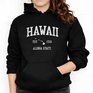 Classic Hawaiian Islands HI Long Sleeve Hoodie – Vintage Sports Style