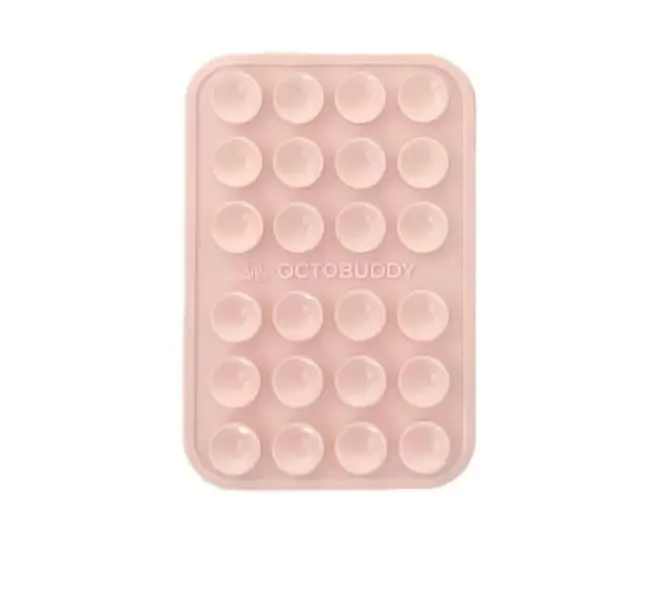 OCTOBUDDY Classic - Silicone Suction Phone Case Adhesive Mount - Hands-Free, Strong Grip Holder for Selfies and Videos - iPhone and Android Compatible - 2.25″ x 3.25″, Chalk Pink
