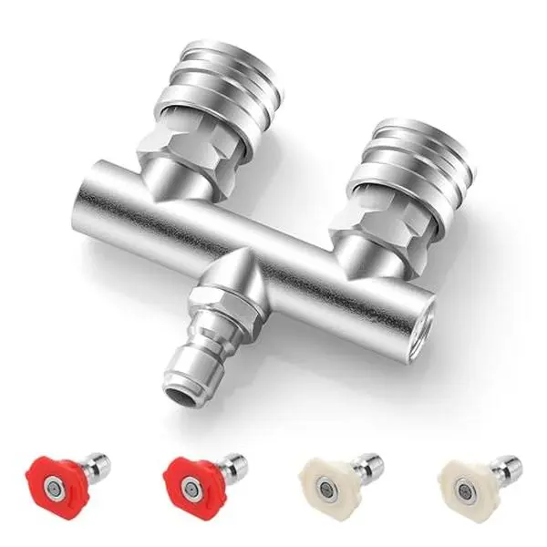 5000 PSI 2-in-1 Dual Nozzle Pressure Washer Tip Kit, 4 Quick-Connect Spray Nozzles (0° Red, 40° White), 1/4 in Fitting, Ideal for Cleaning Windows & Screens, High/Hard-to-Reach Areas, Father's Day Gift, 2 Quick-Connect Spray Nozzles