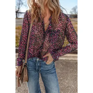 Grape Wine Polka Dot Printed Buttoned Casual Shirt