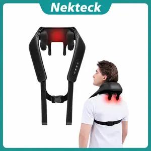 Mothersdaygift Wireless Neck Massager with Heat, Nekteck 6D Cordless Shiatsu Neck and Back Massager, for Pain Relief Deep Tissue, Ideal Gift for Men and Women