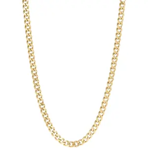 Diamond Cut Curb 3MM 18K Gold PVD Coated Stainless Steel Chain Necklace