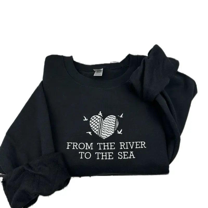 Palestine From The River To The Sea  Embroidered Sweater - Palestinian Shirt Sweatshirts Menswear Hoodie