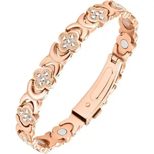 "This magnetic bracelet for women features 3500 Gauss magnets and a delicate petal design. It’s stretchable, stackable, and perfect for everyday wear or gifting—style meets wellness!"