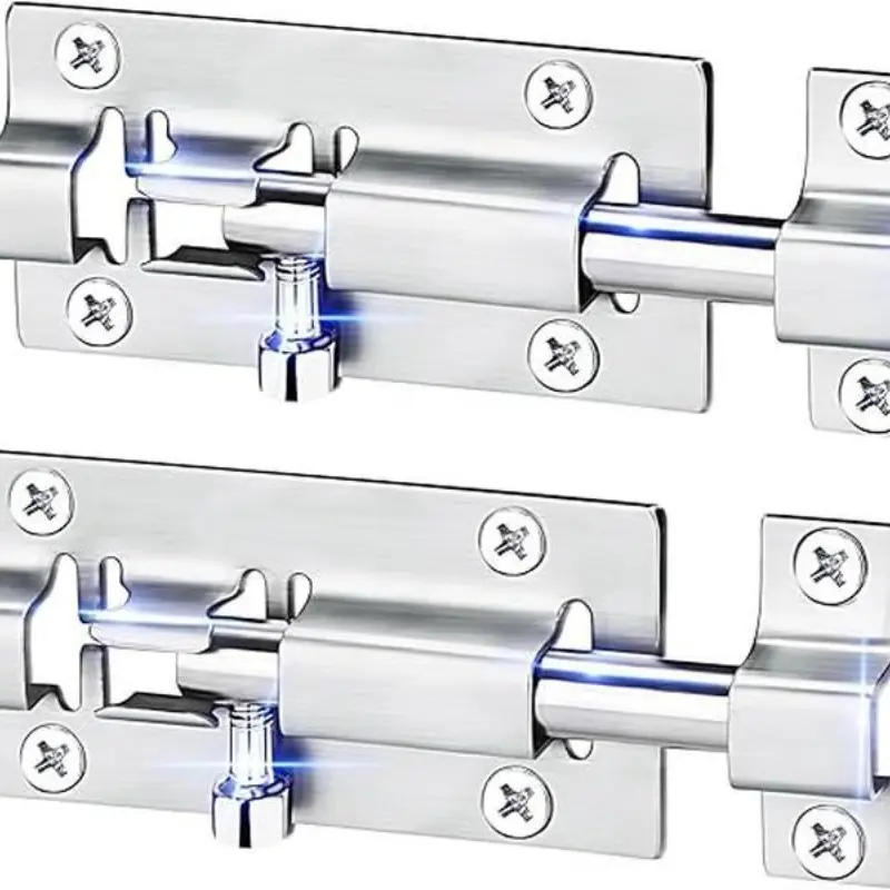 2/4 Pack Bucket Bolt Locks, 3 Inch Sliding Door Latch, Thick Stainless Steel Sliding Door Lock, Security Lock, Locking System, Multiple Color Options, Perfect Gift, Door Hardware