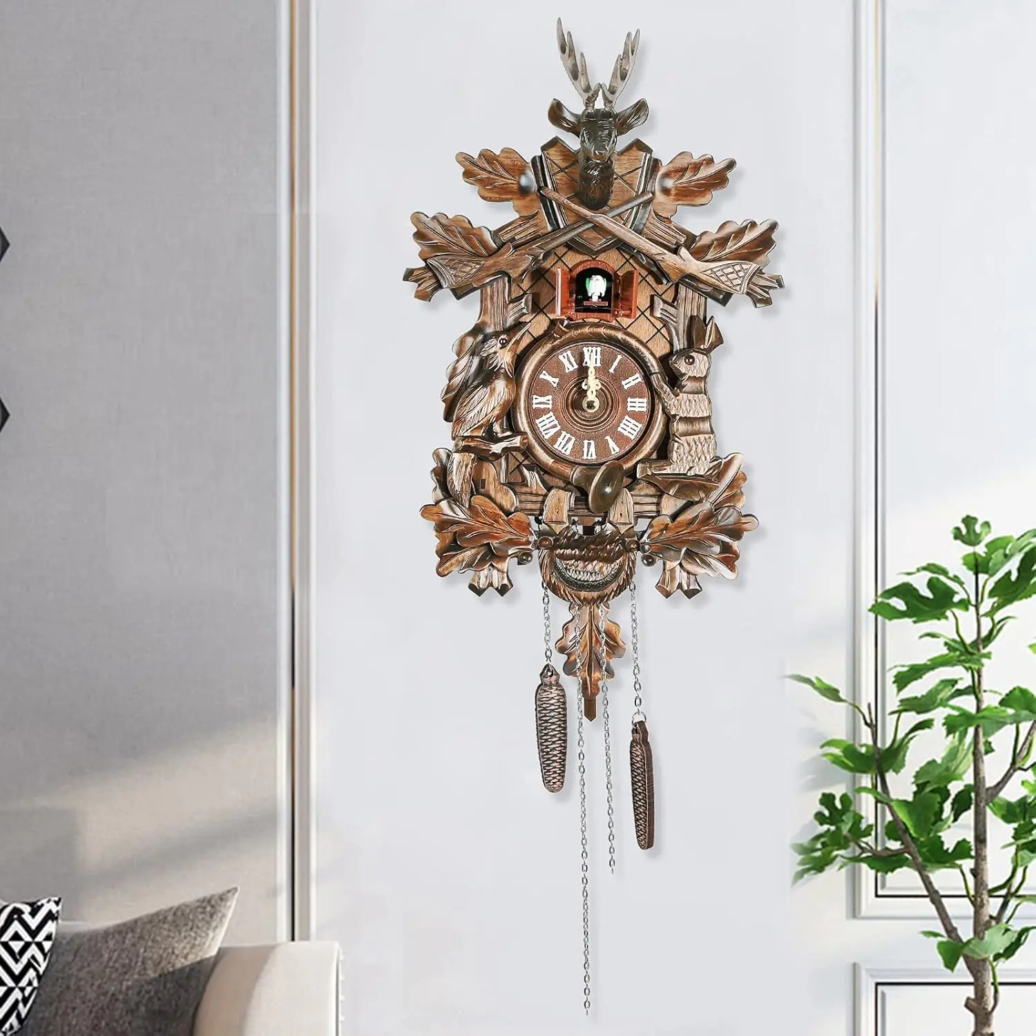 Cuckoo Wall Clock, German Traditional Black Forest Cuckoo Clock Style Cuckoo Clock for Living Room, Bedroom, Study, Office, Gifts for Family Decor