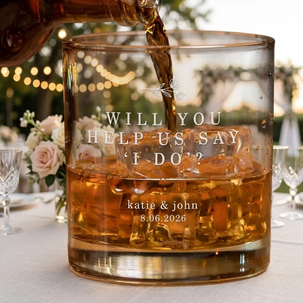 Will You Help Us Say "I DO" Personalized Glass, Friendship Whiskey Glass, State to State Engraved Bourbon Glass, Personalized Gift for Best Friend, Custom Name Rocks Glass, Friendship Gift, Birthday Gift,