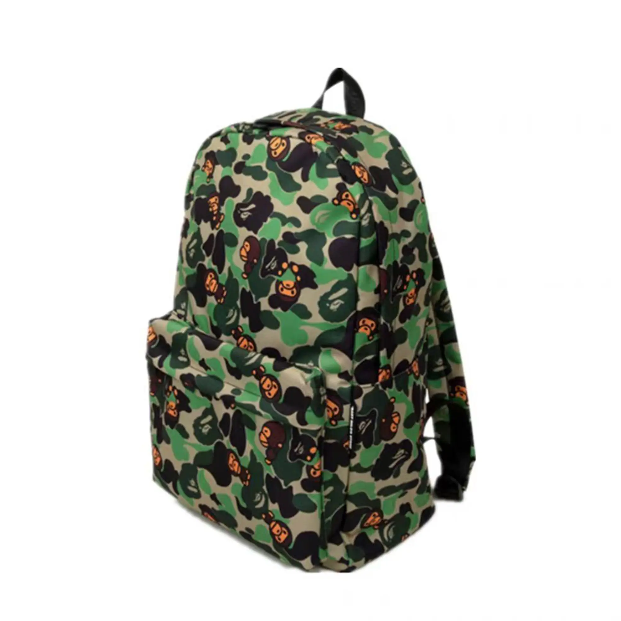 Baby Milo Print Polyester Backpack - Classic Cartoon Monkey Camo Daypack, Lightweight Large-Capacity Unisex Streetwear Rucksack with Zipper, School/Travel Laptop Bookbag for Teens (Multiple Print Patterns Available)