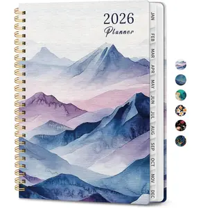 2026 Planner, Monthly and Weekly Calendar Planner for Women, January 2026 - December 2026, Hardcover Pretty 2026 Agenda Planner Book with Tabs, Spiral Bound, Perfect for School Office Home Supplies, 6.3" x 8.5" - Distant Peaks