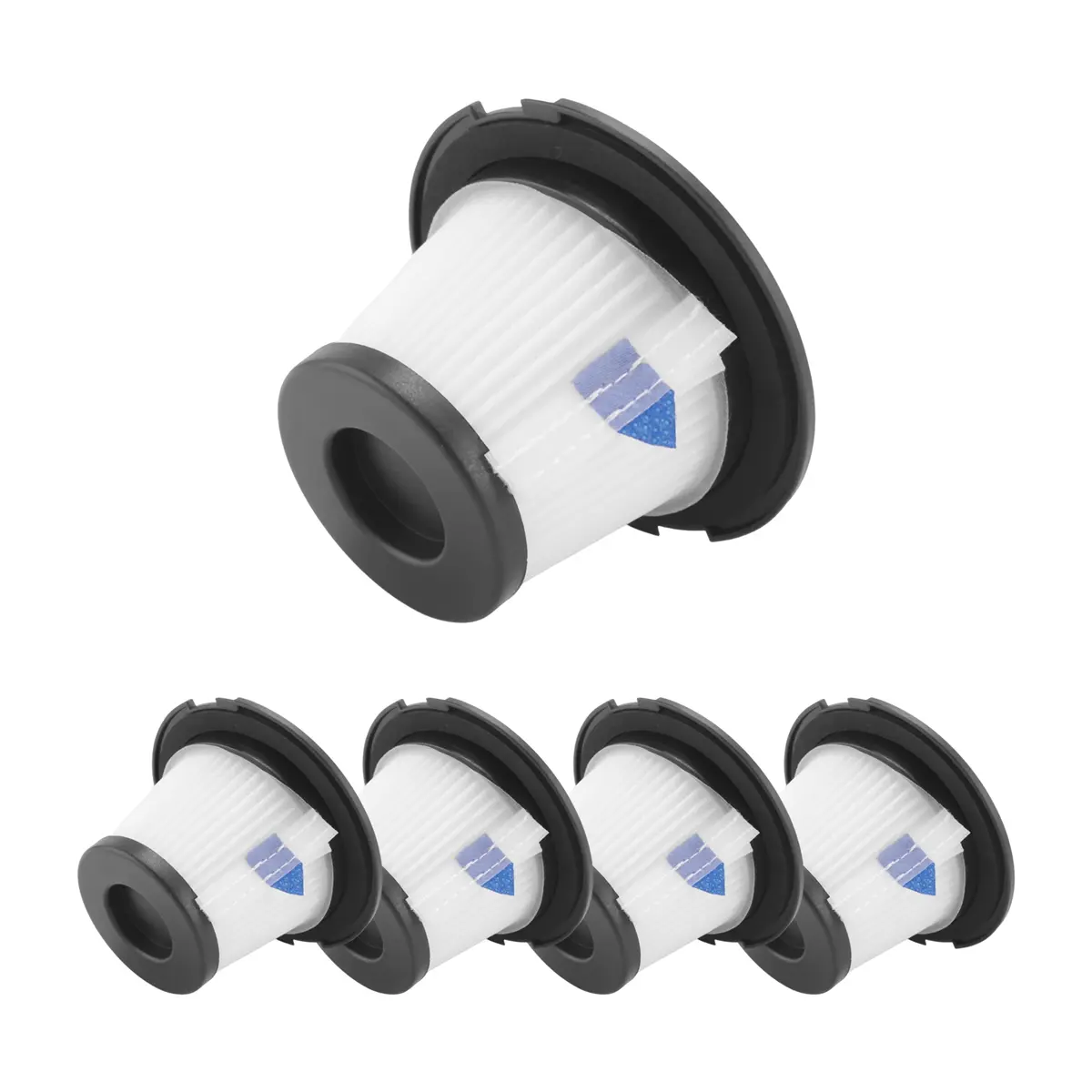 5Pcs ABS Plastic Reusable Flexible HEPA Replacement Filters for Dibea T6, C17, T1 Cordless Stick Vacuums - Lightweight, Easy to Replace & Install, Dust-Preventing, Efficient Dust Capture, Black+White