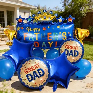 Father's Day Theme Decoration Balloon Set (5 Pieces), Includes 'happy Father's Day' and 'great Dad' Balloons, Perfect for Events and Parties, Decorative Balloons, Foil Balloons