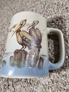 Vintage Otagiri Coffee Cup Mug  Pelicans and Sailing Ship Boat