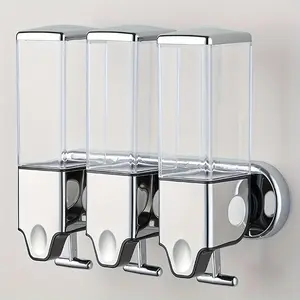 No-Drill 3 Pack 500ml Wall Mounted Shampoo Shower Gel Conditioner Dispenser Adhesive White for Bathroom Kitchen