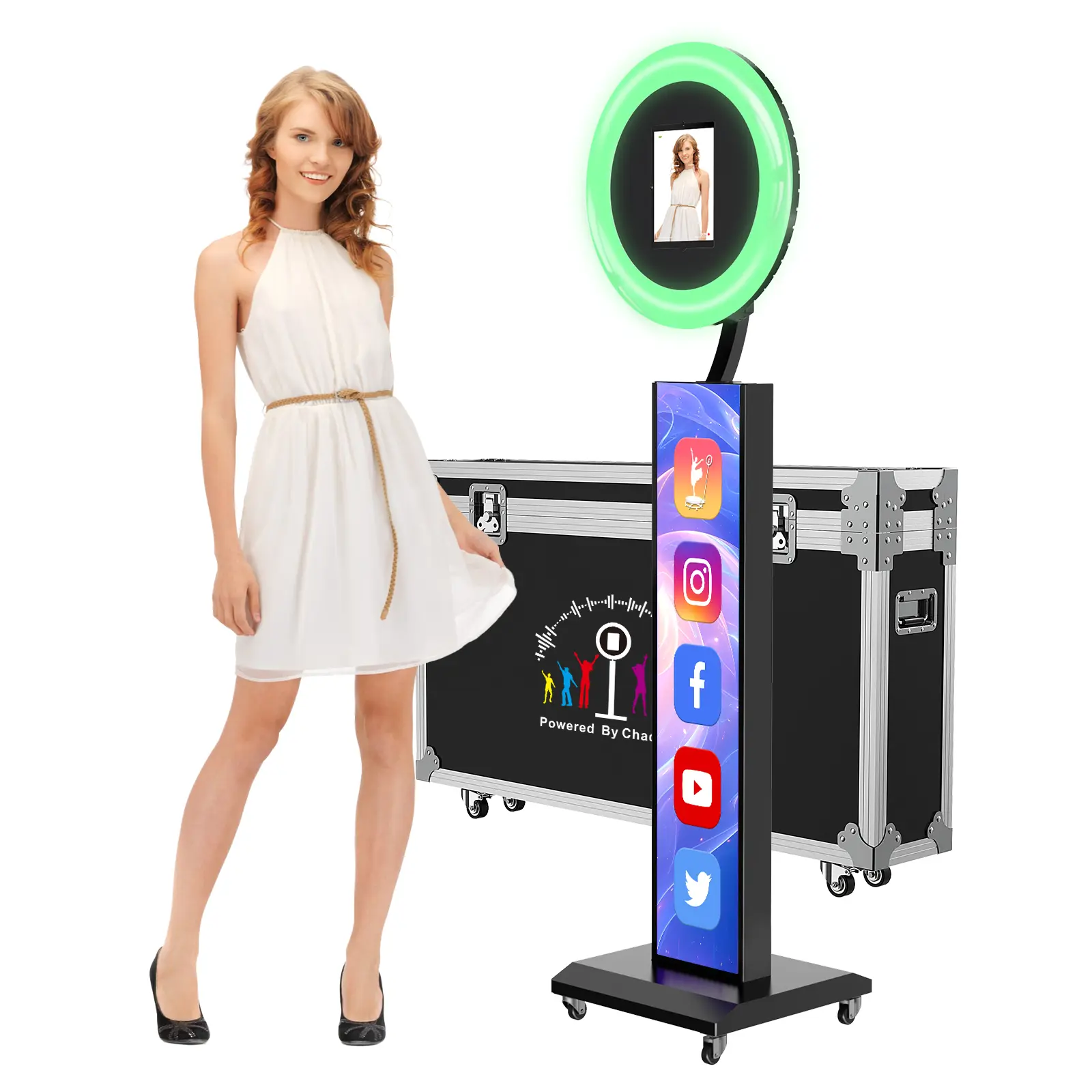 MWE Photo Booth Shell with App Control – Portable Booth Stand Compatible with iPad 12.9/11/10.9/10.2 – Perfect for Weddings, Parties & Events Adjustable Smartphone Vlogging Kit