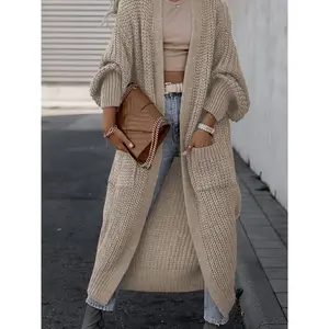 [Fashion Long Cardigan] Fashion Long Cardigan |   Women's V-Neck Long Sleeve |   Autumn/Winter Solid Color