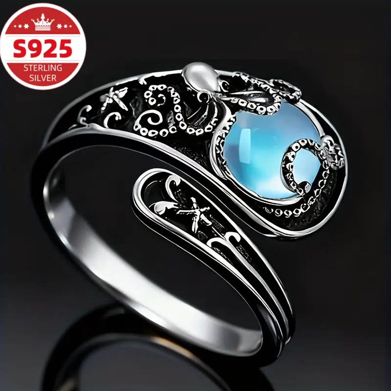 S925 sterling silver women’s ring, minimalist Hawaiian octopus design, open adjustable ring, versatile women’s jewelry—a must-have for girls, a perfect gift for Valentine’s Day, Mother’s Day, Easter, and Carnival.