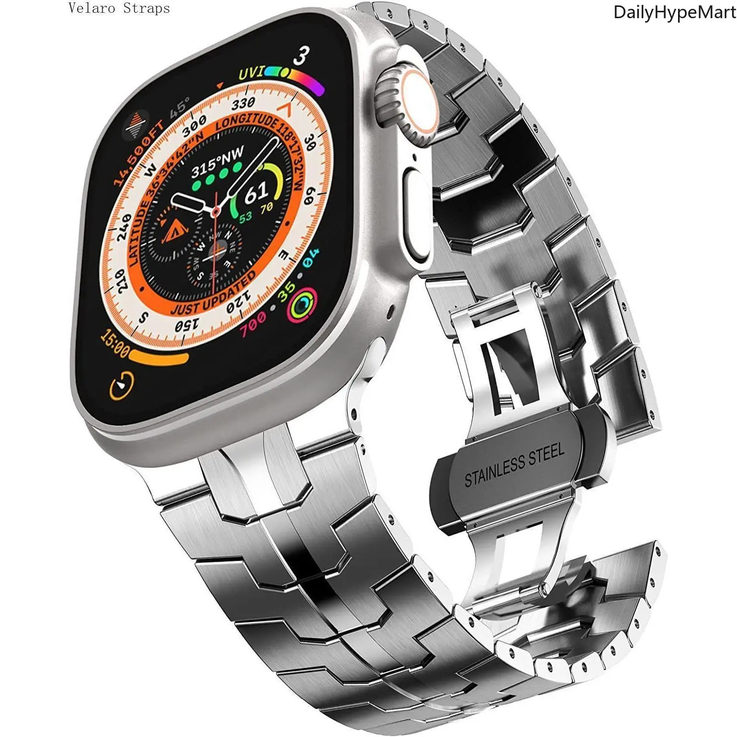 Three Beads Stainless Steel Watch Strap, Premium Metal Replacement Band