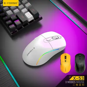 E-YOOSO x-53 3‑Mode Wireless Mouse Wired+2.4G+Bluetooth Rechargeable 5 Adjustable DPI Ergonomic RGB Gaming Mice Compatible with Windows Mac