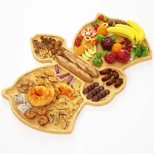 23x16 in Easy-to-Clean Rectangular Extra Large Bamboo Checkered Charcuterie Board Platter, Kitchen Cheese Serving Board for Snacks Storage, Wedding Gift