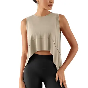 ODODOS Modal Soft Sleeveless Crop Top for Women Athletic Tee Gym Workout Cropped Yoga Tank