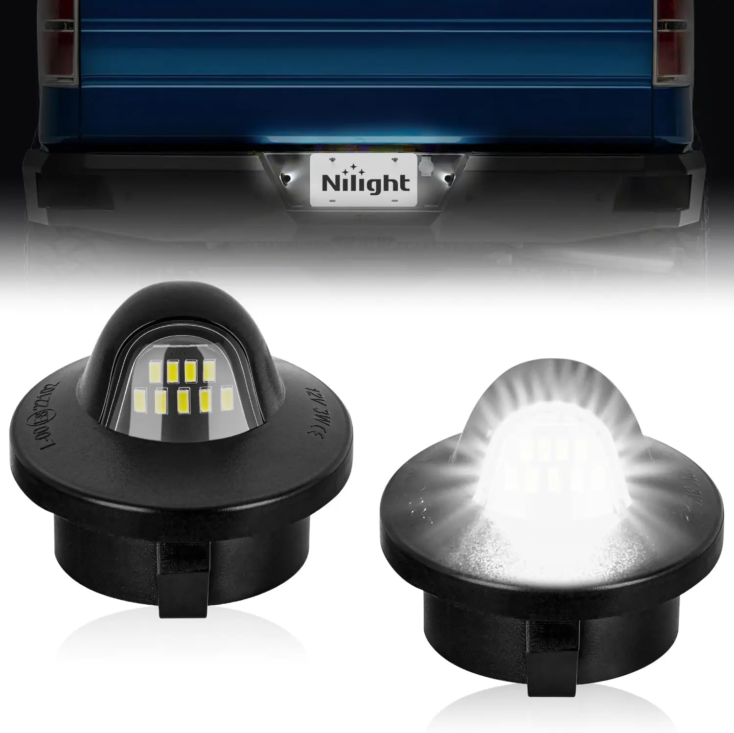 Nilight License Plate Light Compatible with 1990-2003 2004 2005 2006 2007 2008 2009 2010 2011 2012 2013 2014 Ford F150 1999-2016 F250 F350 F450 F550 Super Duty with Black housing 6000K White 2PCS Pack, Led Car Lights, Bright Leds