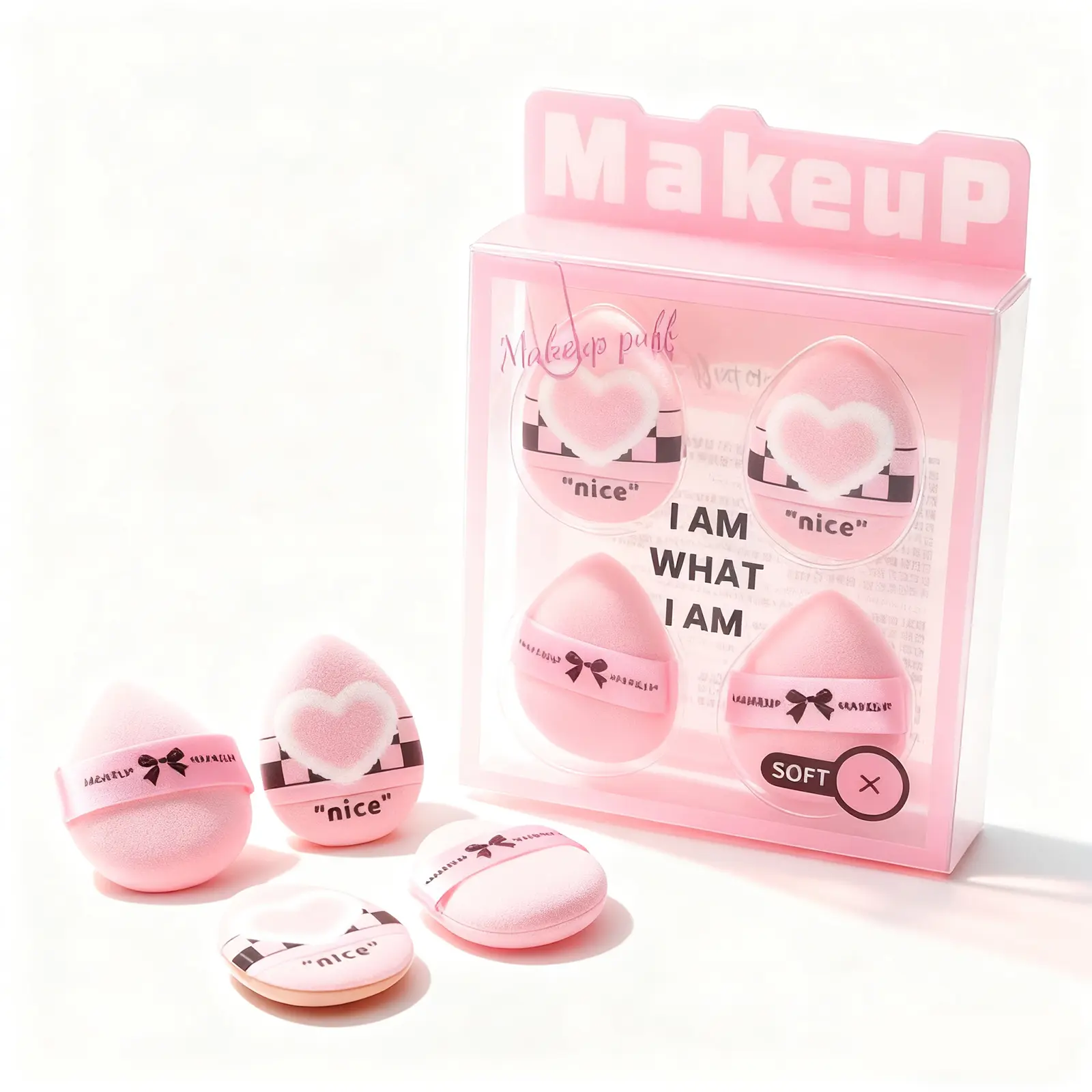 Rumilife Multi-Use Pink Thumb Makeup Sponge Set – Compact & Easy to Use 4 PCS