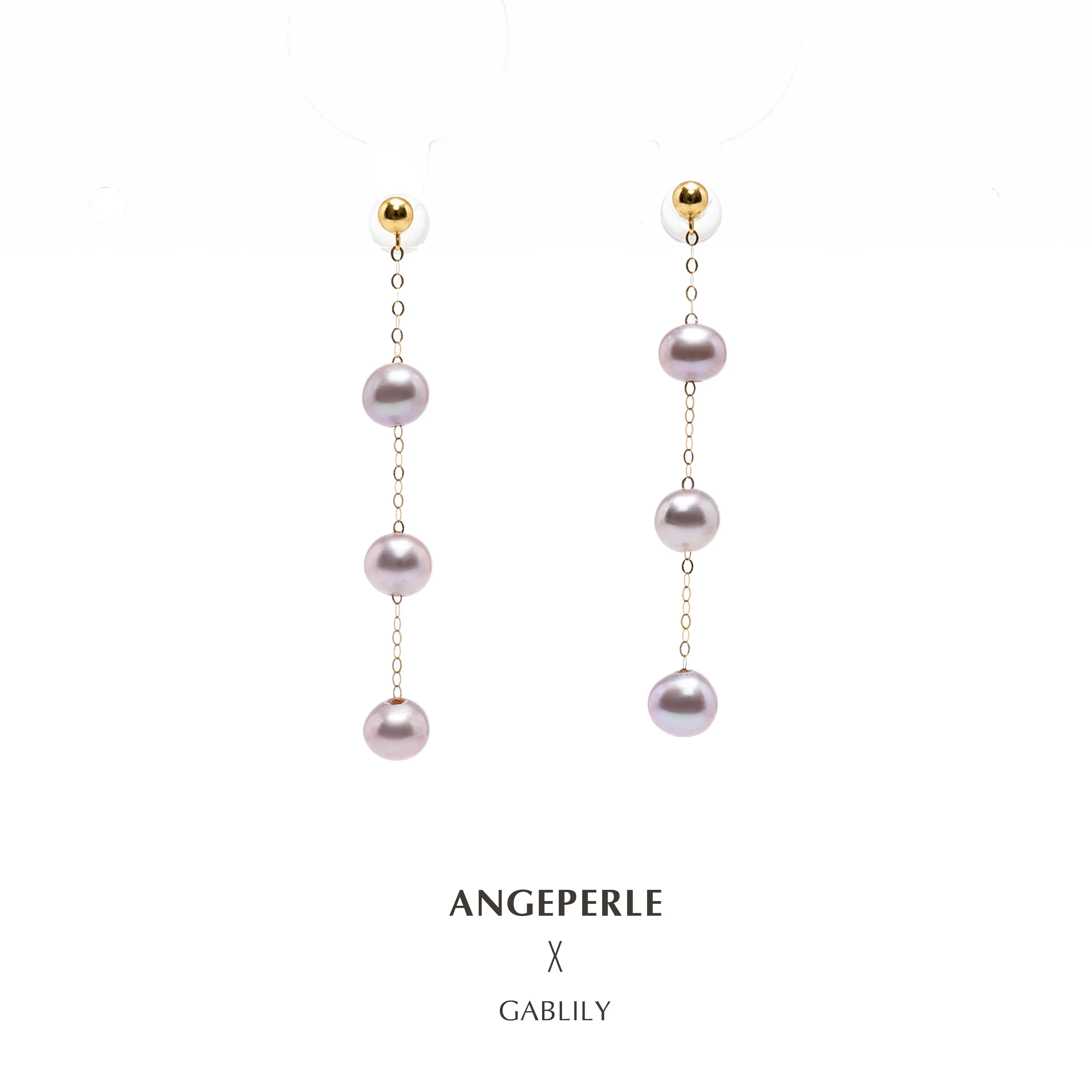 ANGEPERLE Women's Freshwater Pearl-Purple Bead "Baby's Breath" Threader Earrings Jewelry, 5-6mm Dangling Pearls, Purple Accents, Casual Wear TSJCY853