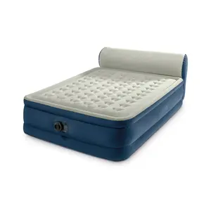 Queen Headboard Dura-Beam Deluxe Raised Air Bed Mattress with Built-in Pump - 18 Mattress Height