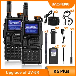 1/2PCS BAOFENG Walkie Talkie K5PLUS 10W Ham Radio Long Range, Handheld Two Way Radio UV-5R Upgraded Walkie Talkies with Foldable Upgraded Antenna, Wireless Copy Frequency Rechargeable Multi Band 2500mAh Type-C AM FM NOAA Radio