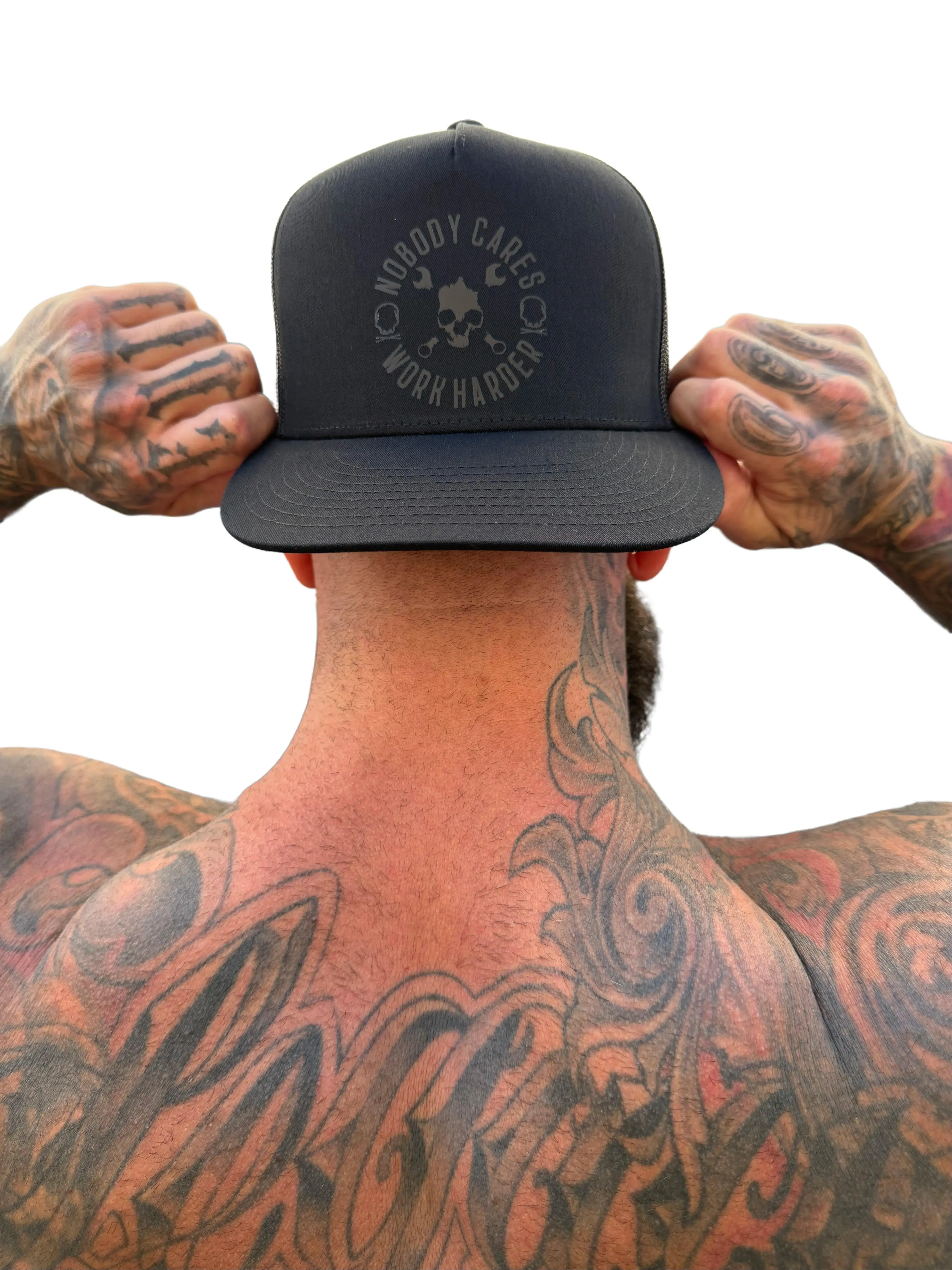 TheDriveClothing Nobody Black On Black Flat Bill Hat – Y2K Streetwear Snapback Cap, TikTok Viral Biker Fashion, Grunge Skater Hat, Alt Goth Aesthetic, Urban Cowboy Streetwear, Gym Outfit Hat
