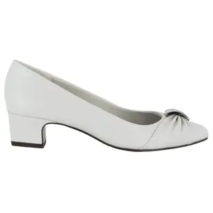 Easy Street Womens Eloise Rhinestone Round Toe Block Pumps Dress Casual Mid Heel 2-3" - White