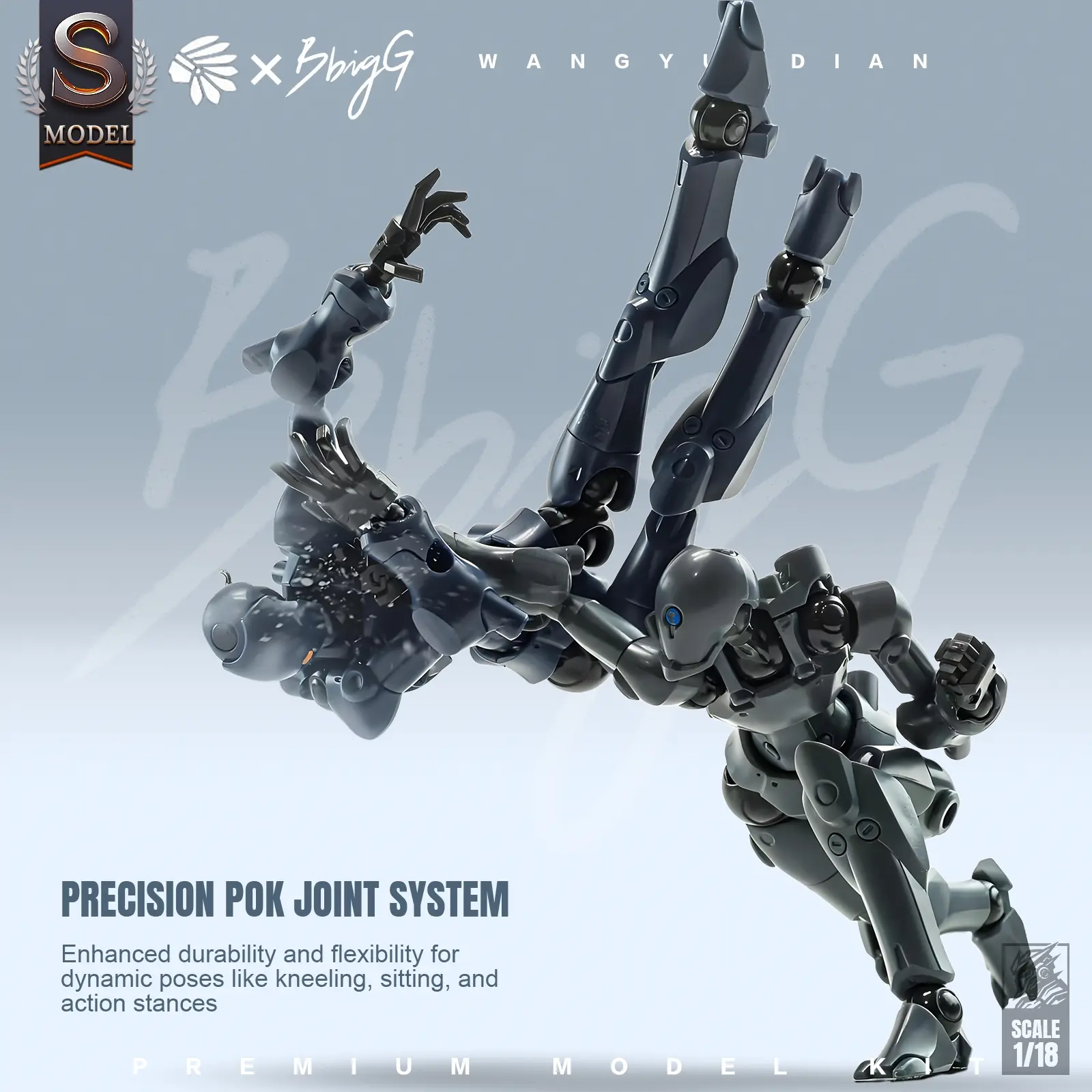 Dual-Pack 1/18 Scale Ultra-Detailed Articulated Figures Action Figures Robot Model Set, 3.75 Inch Sci-Fi Robot Assembly Kit with Weapons & Display Stand, Cyberpunk Desktop Decor Gift Articulating Figurines