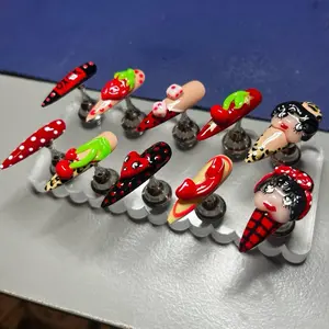 NailedbyGabe Handmade Press On Set - Includes Application Prep Unique Design Nail Art - Betty Bop Inspired