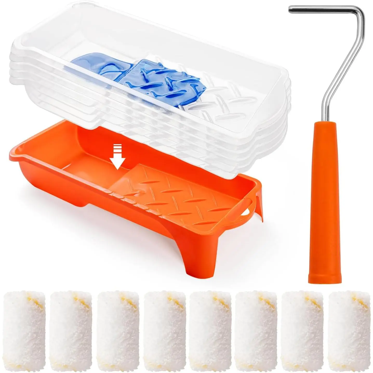 Roller kit, 2 Inch 15 Pack Small  Roller Kit with Microfiber  Roller Covers,  Tray,  Tray Liner, Mini  Roller for Painting Corners