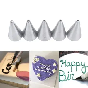 5Pcs/Set Fine Round Hole Nozzle Tip Beginner Piping Tips for Cake Writing Dedication Decoration Pastry Decorating Tools Cake Decorating Kit