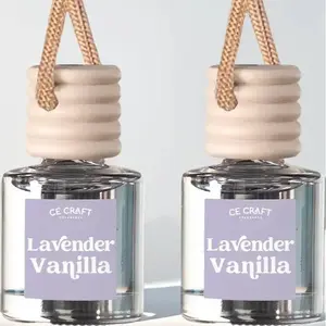 Lavender Vanilla Car Air Hanging Fragrance Oil Diffuser – Car Air Freshener Diffuser for Essential Oils, Scents Fragrance Aromatherapy Automobile Diffuser, Long Lasting Car Diffuser Bottle