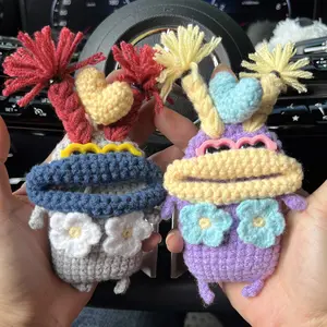 Cartoon Car Key Protective Cover Storage Bag Knitted Finished Product Pull-out Electric Scooter Remote Control Key Case