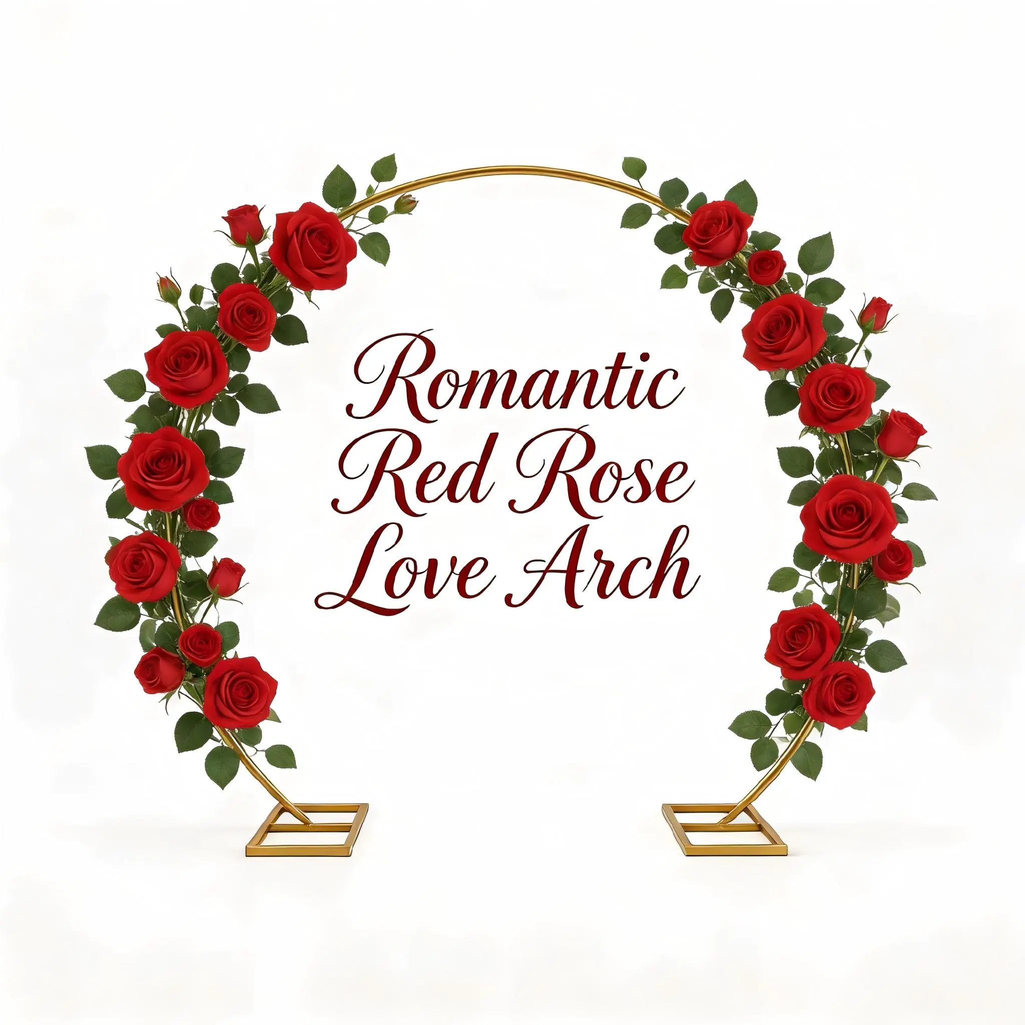 Balloon Arch Stand Kit, 8.2ft (2.5m) Metal Round Backdrop Stand Frame Set: Half Circle Gold Balloon Arch for Birthday Party Baby Shower Wedding Graduation Decoration (Golden) Romantic,Red,Rose,Love,Arch,Banner
